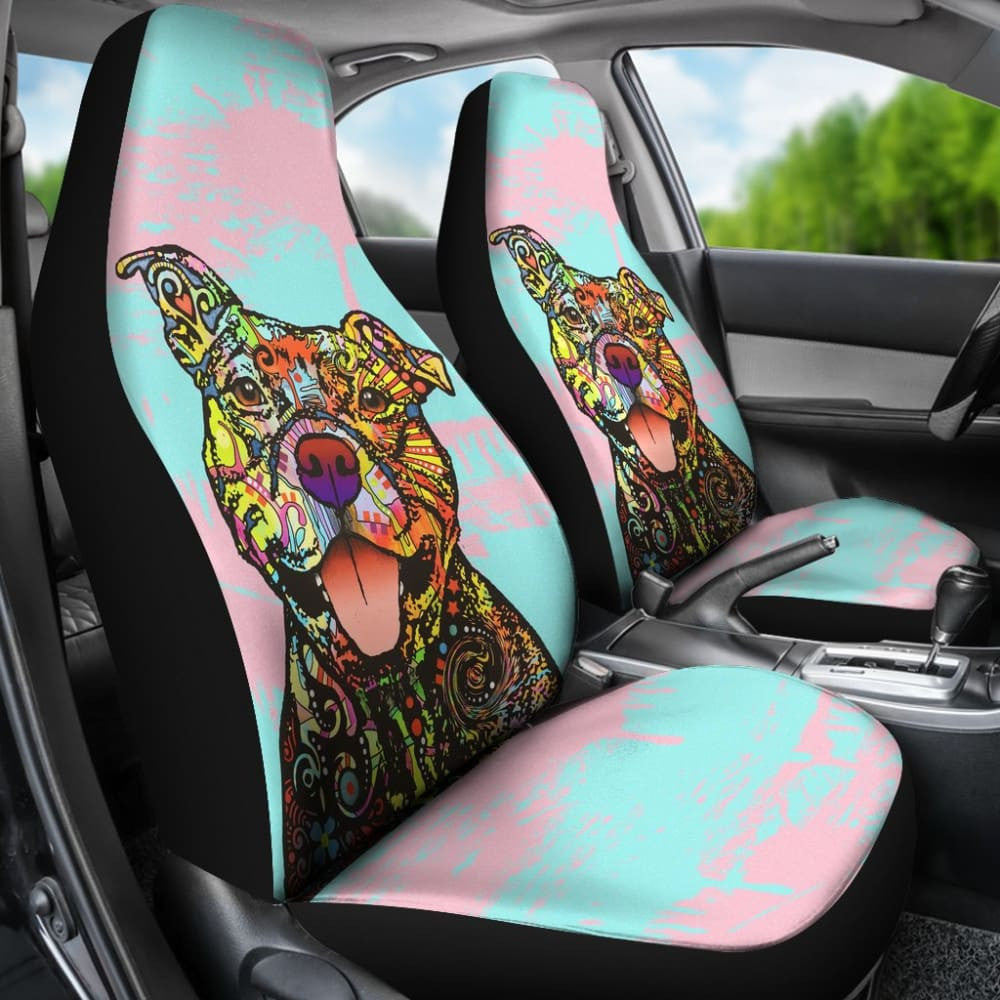 Colorful Pitbull Amazing Gift Ideas For Pitbull Lovers Car Seat Covers