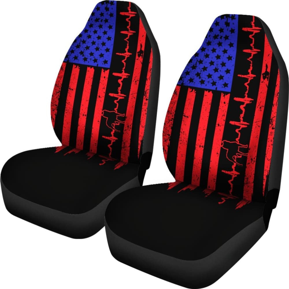 Pit Bull Heartbeat Flag Car Seat Covers
