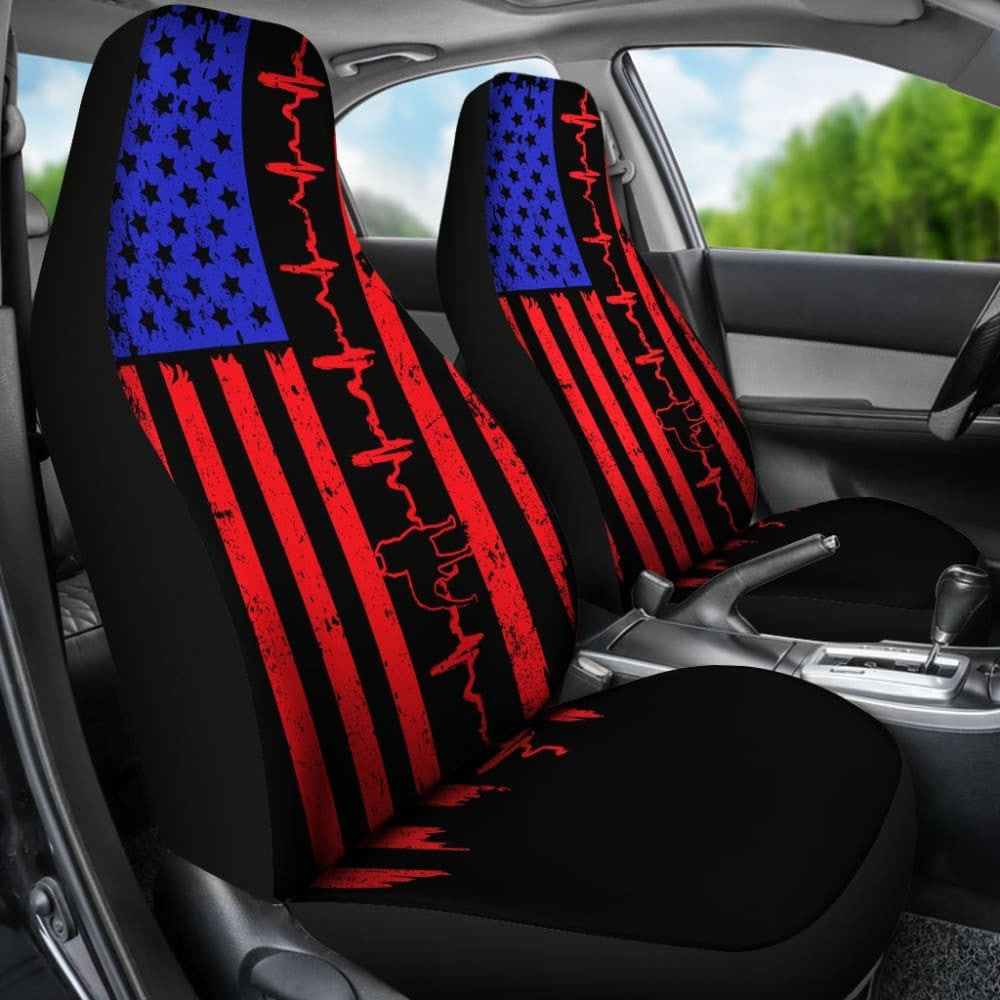 Pit Bull Heartbeat Flag Car Seat Covers