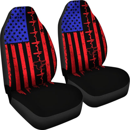 Pit Bull Heartbeat Flag Car Seat Covers