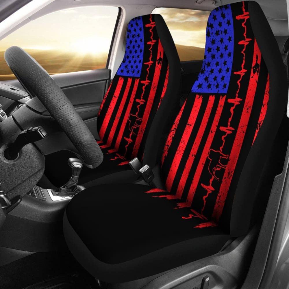 Pit Bull Heartbeat Flag Car Seat Covers