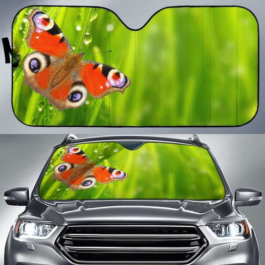 Butterfly Drops Spring GreenK Car Sun Shade