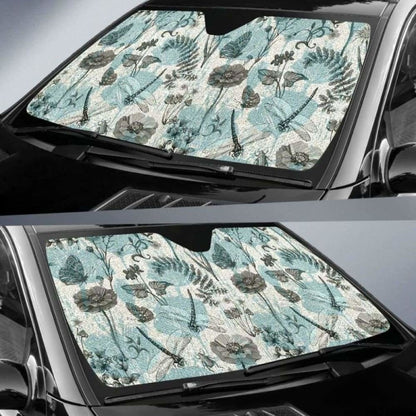 Dragonfly Butterfly Plants Insect Flower Vintage Style Pattern Car Auto Sun Shades