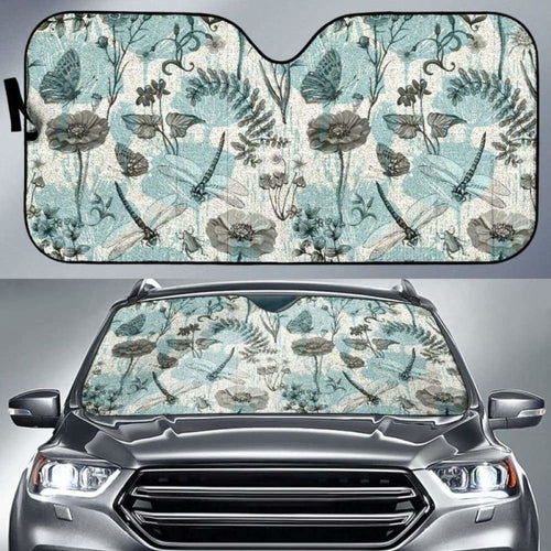 Dragonfly Butterfly Plants Insect Flower Vintage Style Pattern Car Auto Sun Shades