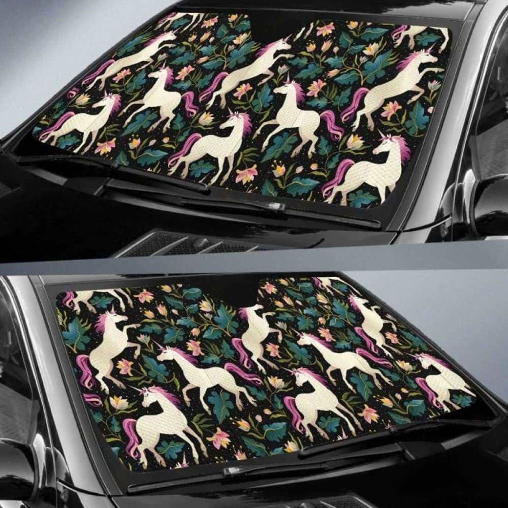 Unicorns Forest Background Car Auto Sun Shades