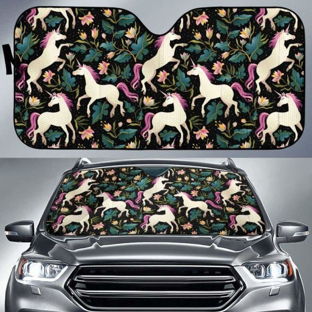 Unicorns Forest Background Car Auto Sun Shades