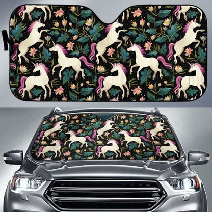 Unicorns Forest Background Car Auto Sun Shades