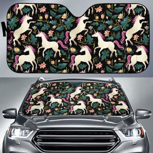 Unicorns Forest Background Car Auto Sun Shades