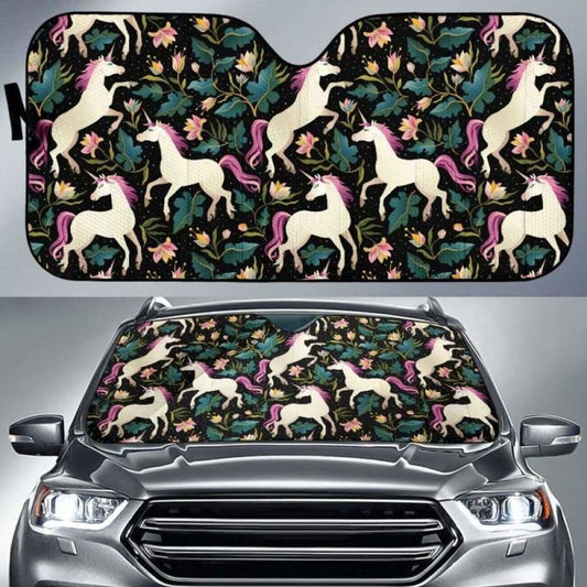 Unicorns Forest Background Car Auto Sun Shades