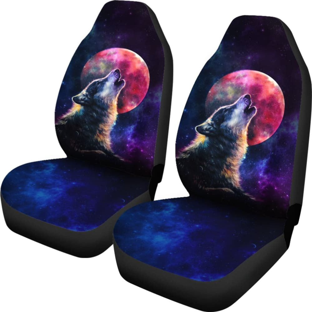 Amazing Galaxy Wolf And Red Moon Car Seat Covers