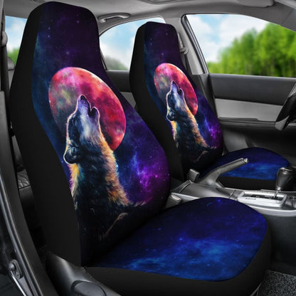 Amazing Galaxy Wolf And Red Moon Car Seat Covers