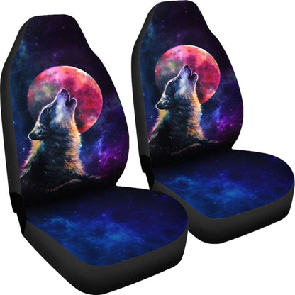 Amazing Galaxy Wolf And Red Moon Car Seat Covers
