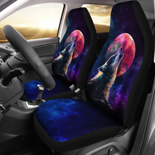Amazing Galaxy Wolf And Red Moon Car Seat Covers