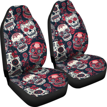 Red & White Sugar Skull Car Seat Covers