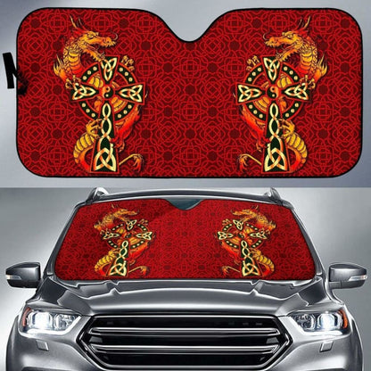 Celtic Auto Sun Shades - Celtic Dragon Red