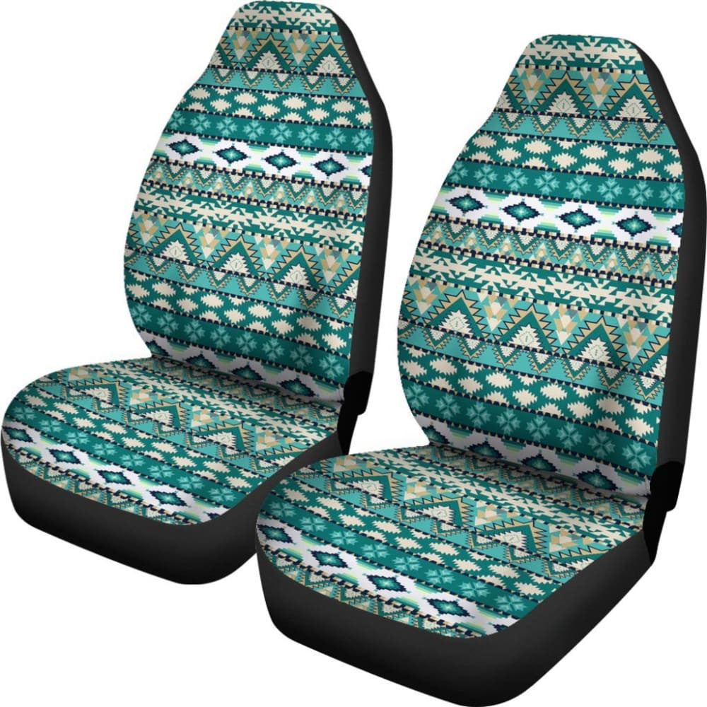 Colorful Aztec Green Design Car Seat Covers