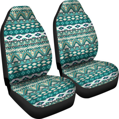 Colorful Aztec Green Design Car Seat Covers