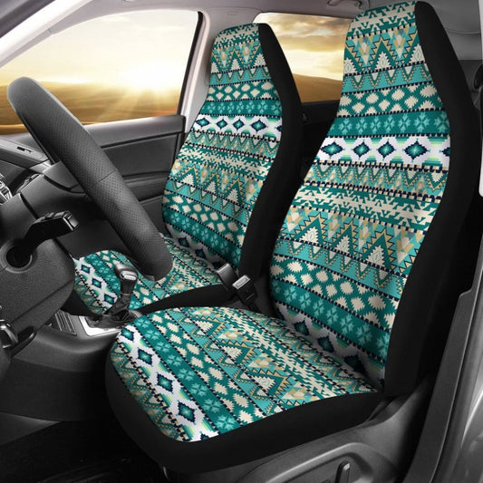 Colorful Aztec Green Design Car Seat Covers