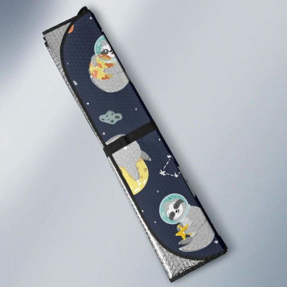 Cute Sloth Astronaut Star Planet Rocket Pattern Car Auto Sun Shades