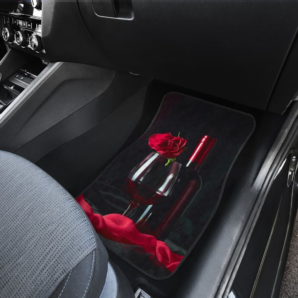 Romatic Couple Red Wine for Wine Lovers Car Floor Mats