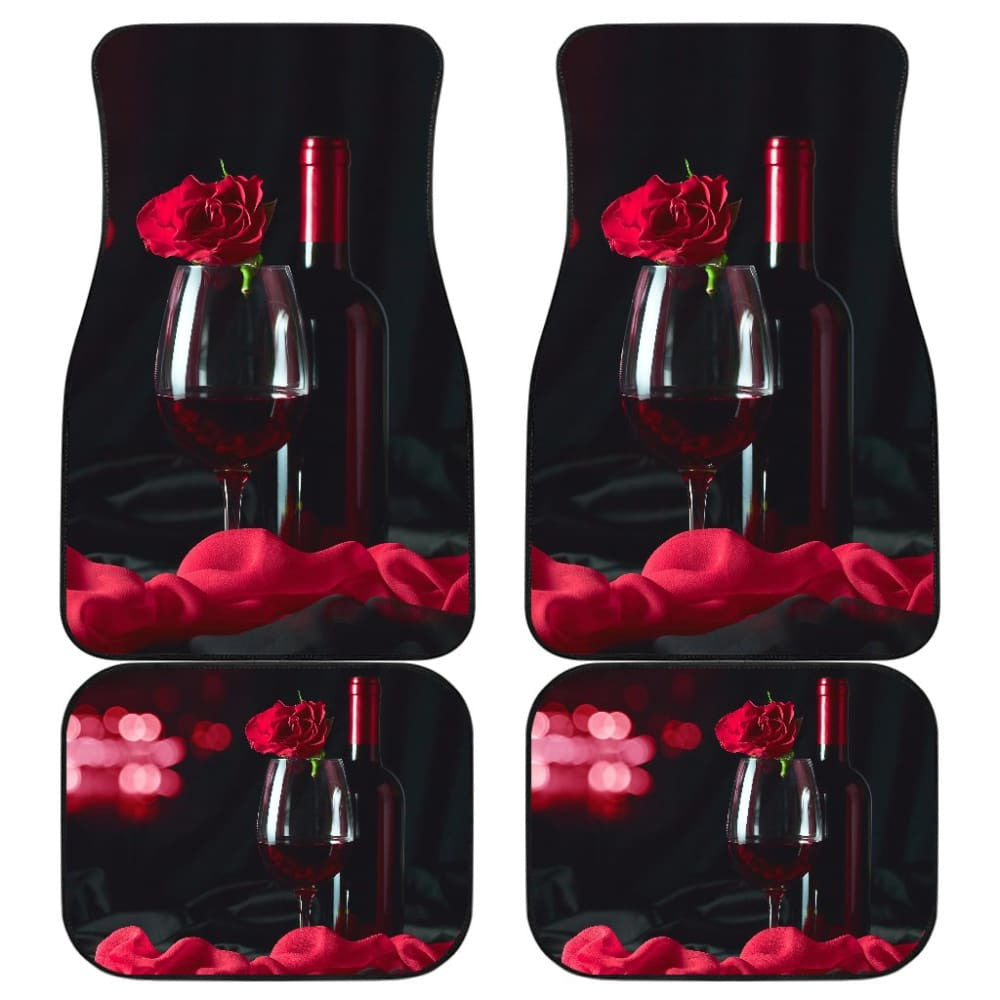 Romatic Couple Red Wine for Wine Lovers Car Floor Mats