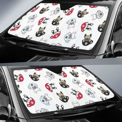 French Bulldog Cup Paw Pattern Car Auto Sun Shades