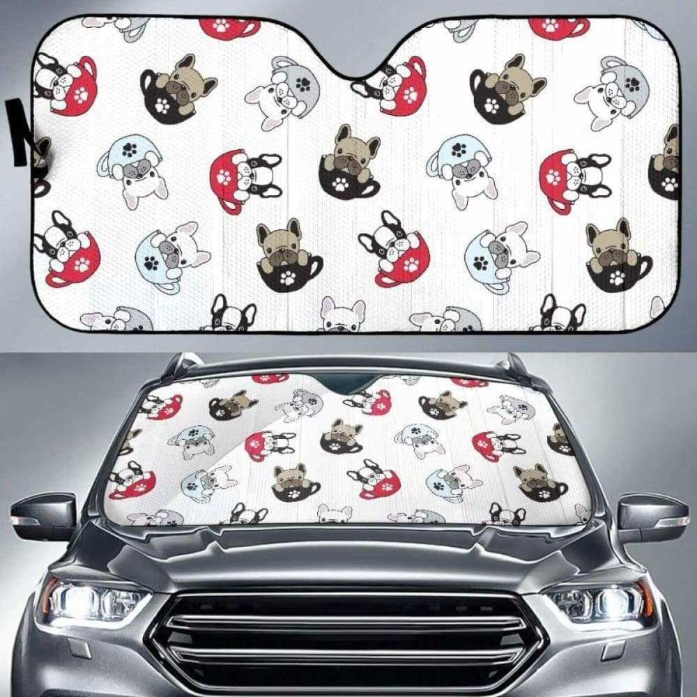 French Bulldog Cup Paw Pattern Car Auto Sun Shades