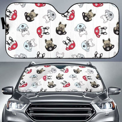 French Bulldog Cup Paw Pattern Car Auto Sun Shades