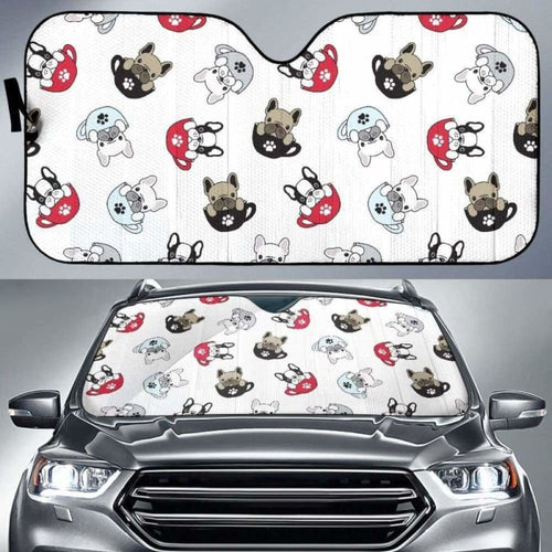French Bulldog Cup Paw Pattern Car Auto Sun Shades