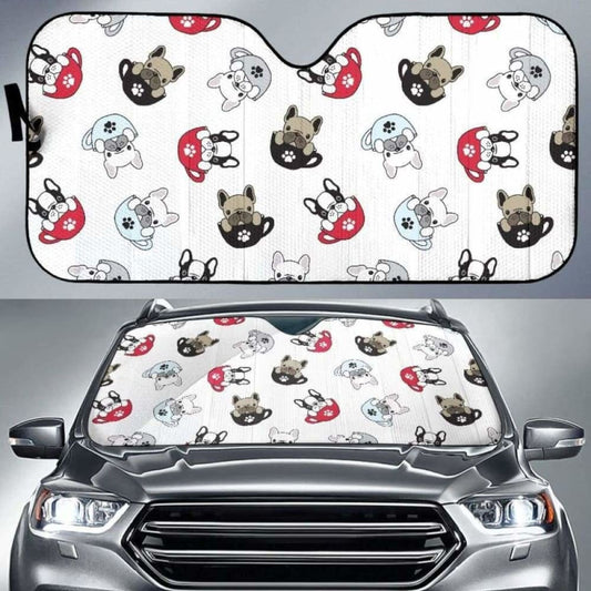 French Bulldog Cup Paw Pattern Car Auto Sun Shades