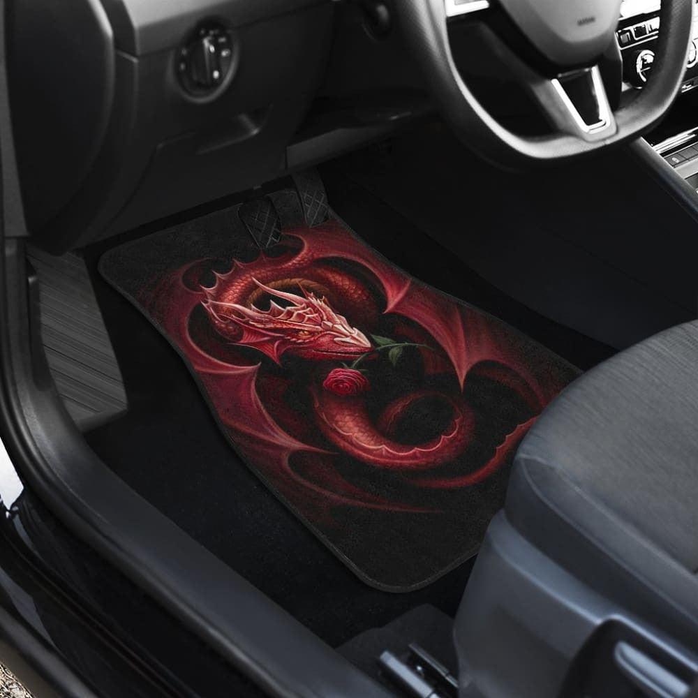 Red Dragon And Love Rose Car Floor Mats