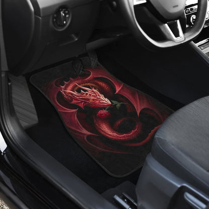 Red Dragon And Love Rose Car Floor Mats