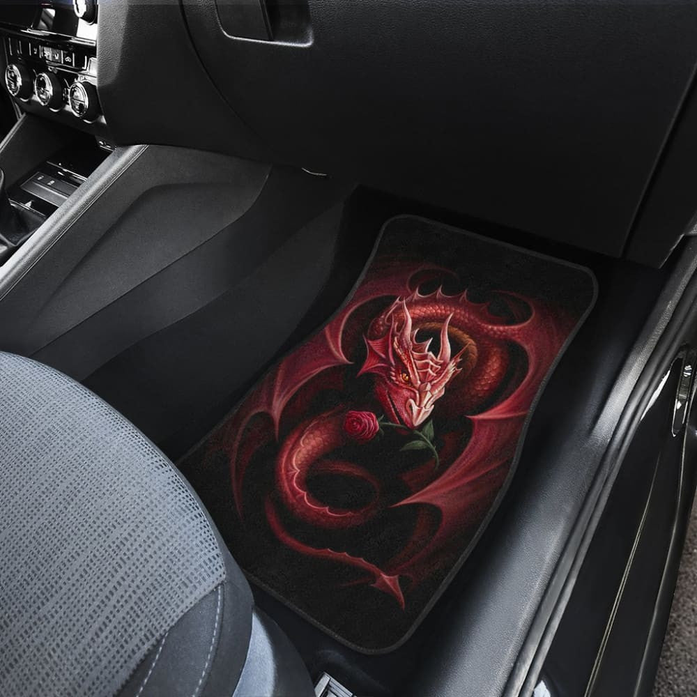 Red Dragon And Love Rose Car Floor Mats