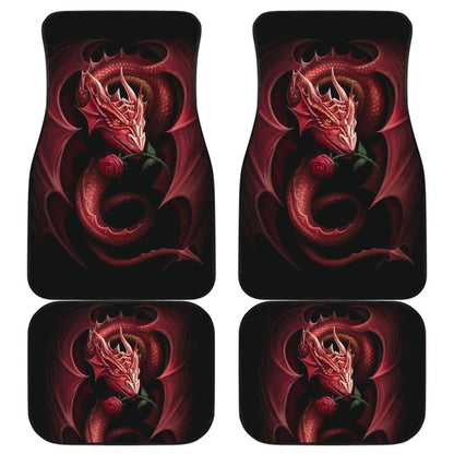 Red Dragon And Love Rose Car Floor Mats