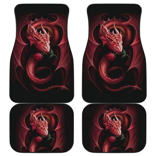 Red Dragon And Love Rose Car Floor Mats