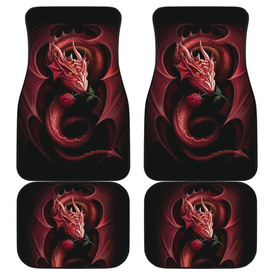 Red Dragon And Love Rose Car Floor Mats