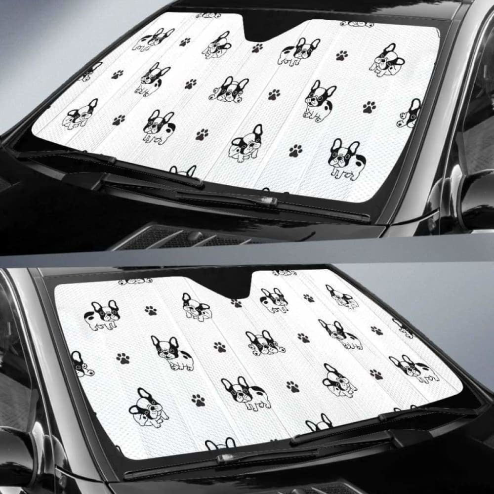 Cute French Bulldog Paw Pattern Car Auto Sun Shades