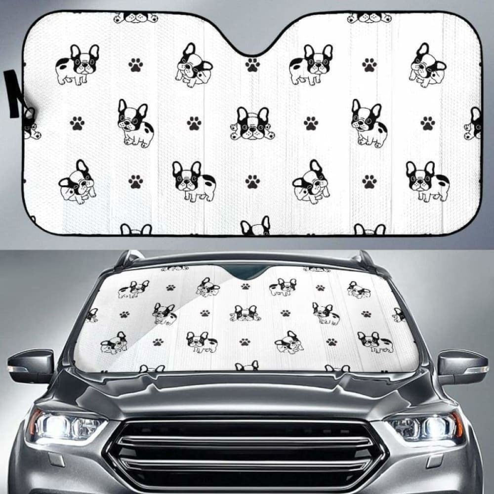Cute French Bulldog Paw Pattern Car Auto Sun Shades