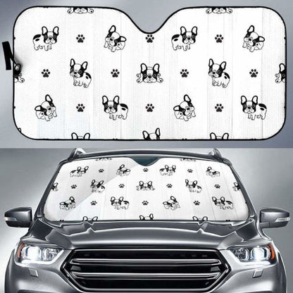 Cute French Bulldog Paw Pattern Car Auto Sun Shades