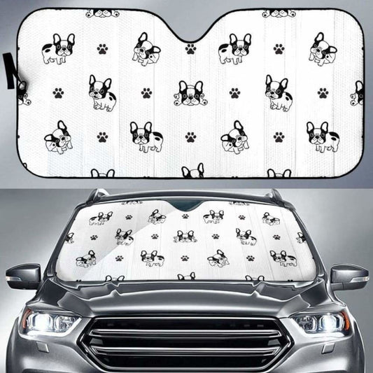 Cute French Bulldog Paw Pattern Car Auto Sun Shades