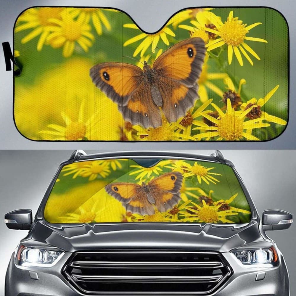 Butterfly Yellow FlowersK Car Sun Shade