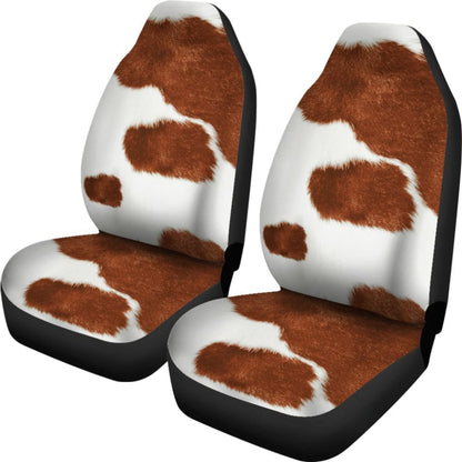 Cowhide Print Brown Themed Car Seat Covers
