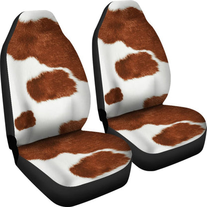 Cowhide Print Brown Themed Car Seat Covers