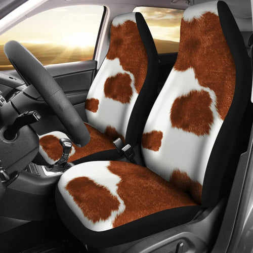Cowhide Print Brown Themed Car Seat Covers