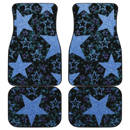 Blue Stars On Black Front And Back Car Mats