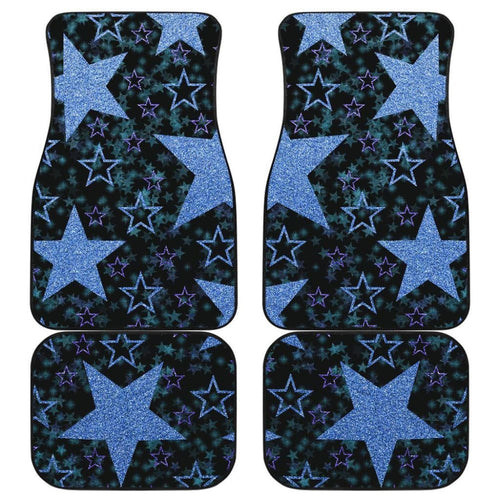 Blue Stars On Black Front And Back Car Mats