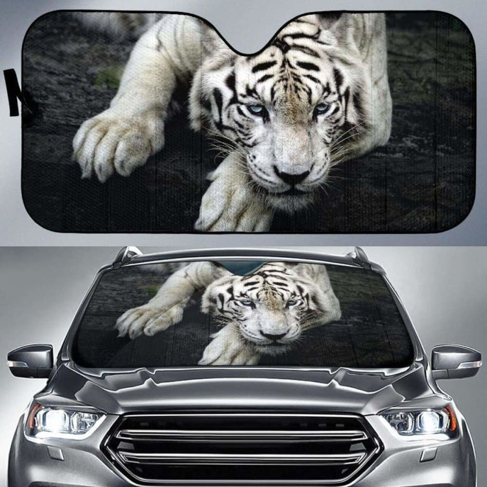 White Tiger Hd Car Sun Shade