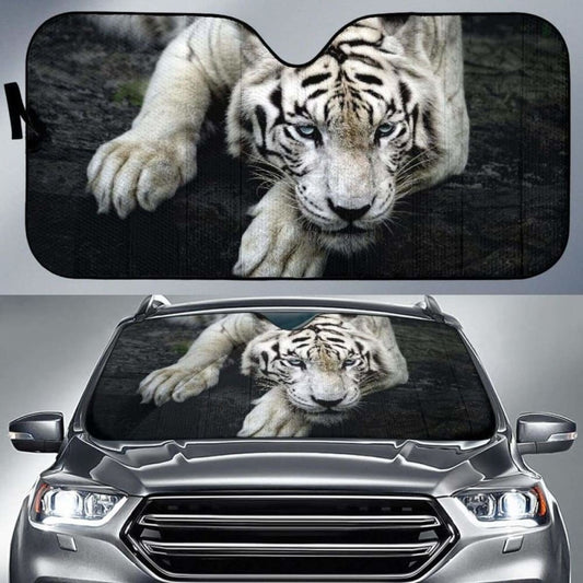 White Tiger Hd Car Sun Shade
