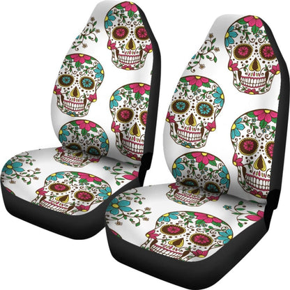 White Sugar Skull Car Seat Covers