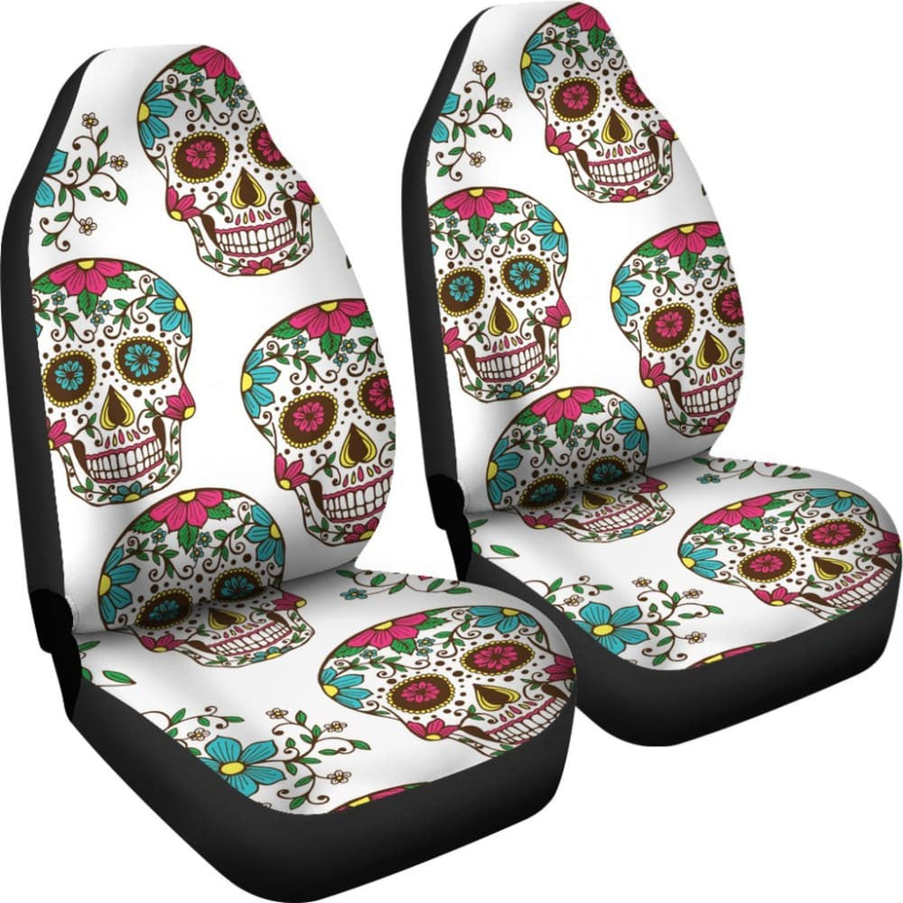 White Sugar Skull Car Seat Covers